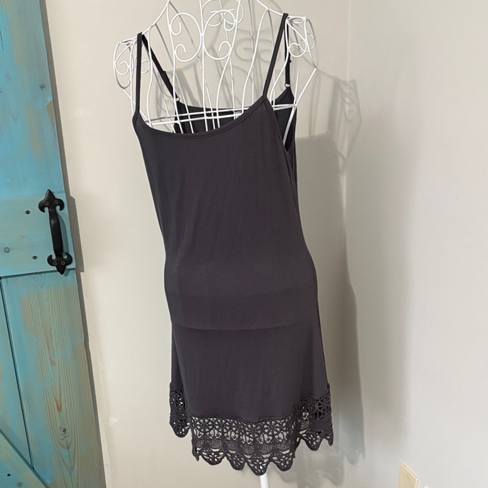 Lace-Hem charcoal Slip Dress - Women's Intimates